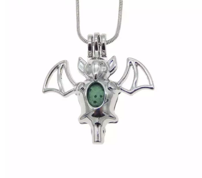 Bat Lava Stone Charm Necklace - Necklace