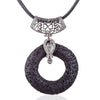 Black Circular Lava Stone Pendant Essential Oils Necklace