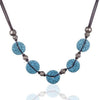 Blue 5 Bead Lava Stone Essential Oils Necklace