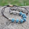 Blue 7 Bead Lava Stone Essential Oils Necklace