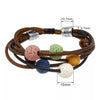 Brown Lava Stone Charm Bracelet Adjustable