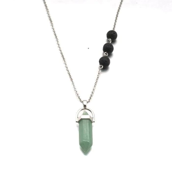 Light Green Crystal Lava Stone Necklace - Jewelry