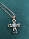 Cross charm lava stone necklace