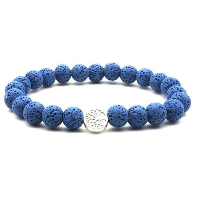 Dark Blue Lava Stone Tree of Life Essential Oil Bracelet - Jewelry