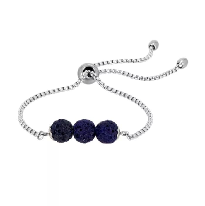 Dark Blue Triple Lava Stone Charm Bracelet