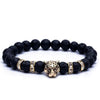 Golden Onyx Stone Leopard and Lava Stone Beads Men’s Bracelet