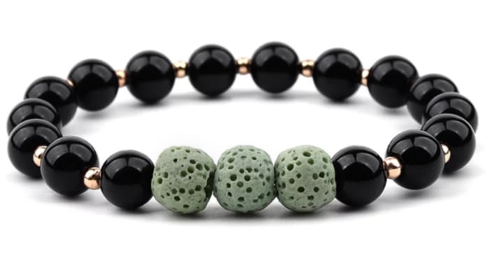 Lava Stone Bracelet - Black Light Green - lava stone