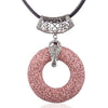 Pink Circular Lava Stone Pendant Essential Oils Necklace
