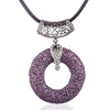 Purple Circular Lava Stone Pendant Essential Oils Necklace