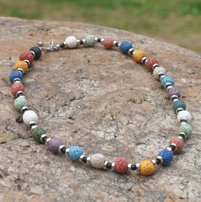 Rainbow Lava Stone Essential Oil Necklace