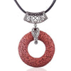 Red Circular Lava Stone Pendant Essential Oils Necklace